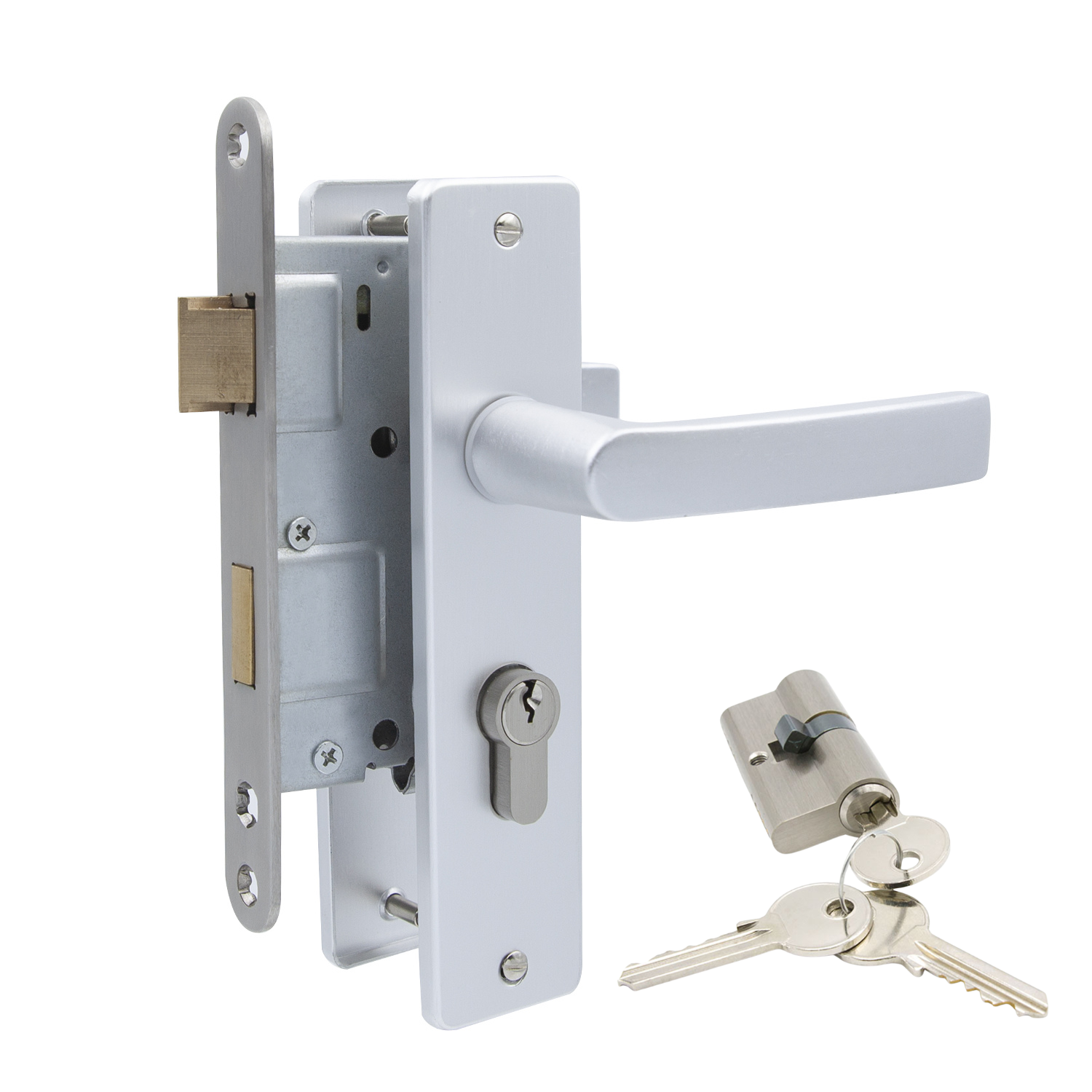 COMPLETE DEURSET ZILVER — profielcilinder met sleutels met inclusief insteekslot, cilinder pz55 en 3 sleutels van…