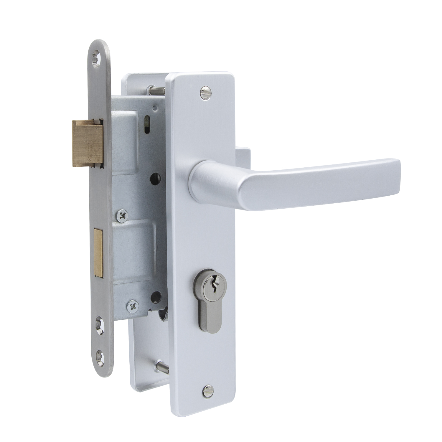COMPLETE DEURSET ZILVER – Inclusief insteekslot, cilinder PZ55 en 3 sleutels | Sloten & Cilinders | Slotman Solutions
