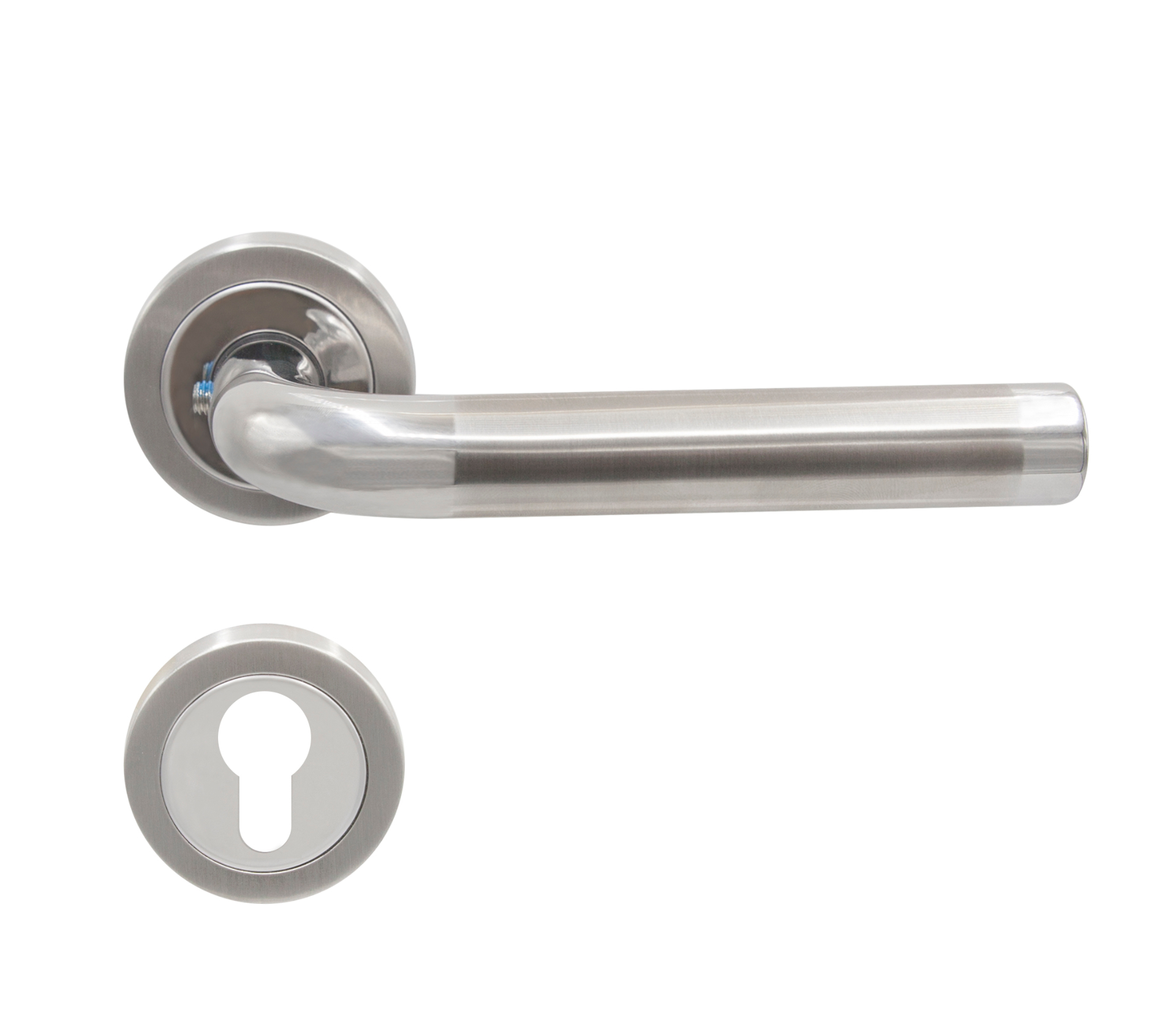Deurkruk RVS – Rond rozet · cilindergat PZ | Deurkrukken RVS | Slotman Solutions